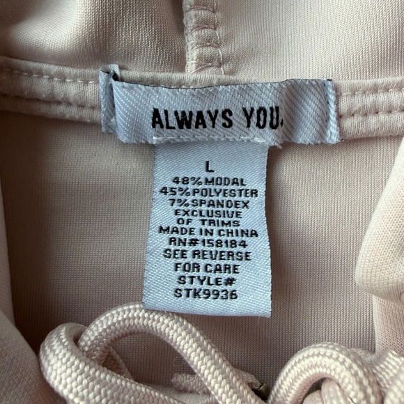 Always You Womens Pale Pink Modal Blend Full Zip Hoodie Sweatshirt STK9936 L - Picture 3 of 3